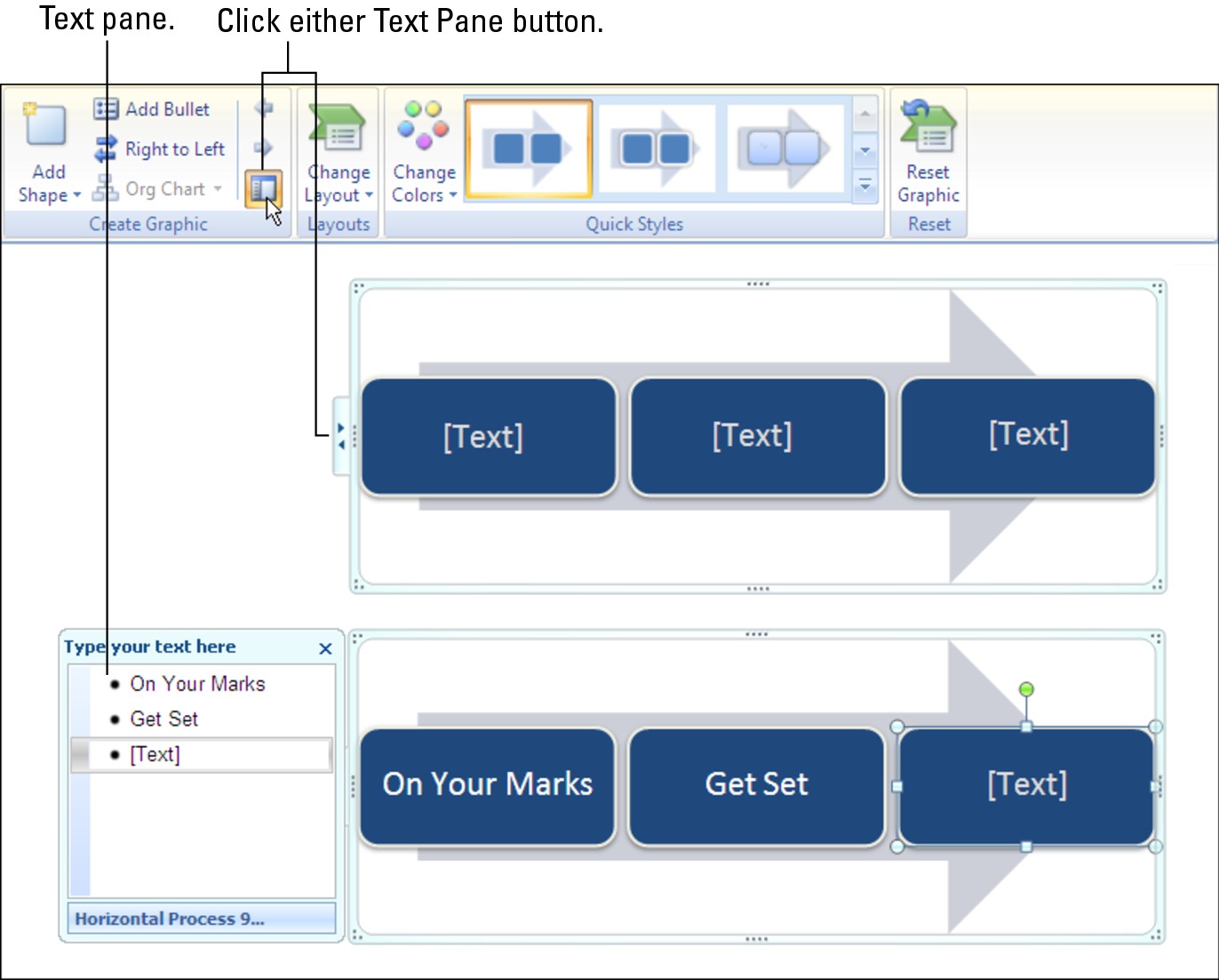 Figure 3-7: The easiest way to enter text is on the Text pane.